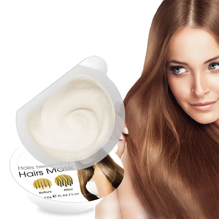 Özel etiket Vegan Protein Keratin hindistan cevizi Nucifera yağı derin nemlendirici tamir saç tedavisi kıllar maske