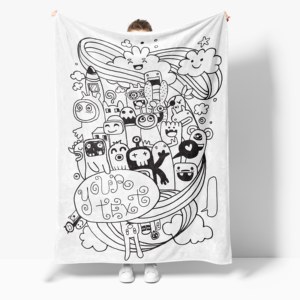Couverture à Dessiner - C'est une couverture cadeau qui aide à soulager le stress et convient pour la relaxation et le divertissement DIY (dessin animé) - Product Image 3