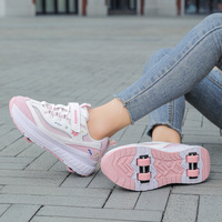 Chaussures à roulettes pour enfants, respirantes en mesh, patins à roulettes avec roues en plastique, roues lumineuses, taille fille 30-37