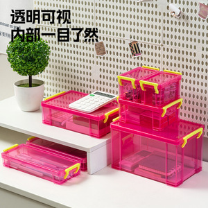 Transparent <b>Storage</b> <b>Box</b> Plastic Organizer With Lid Rectangle Office Desk Stationery <b>Document</b> Dormitory Sorting <b>Box</b> 340ml 540ml - Product Image 2