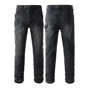 9301 Drop Shipping Fashion High Quality Pantalon Homme Patchwork Carpenter Cargo Baggy Denim Pants Jeans