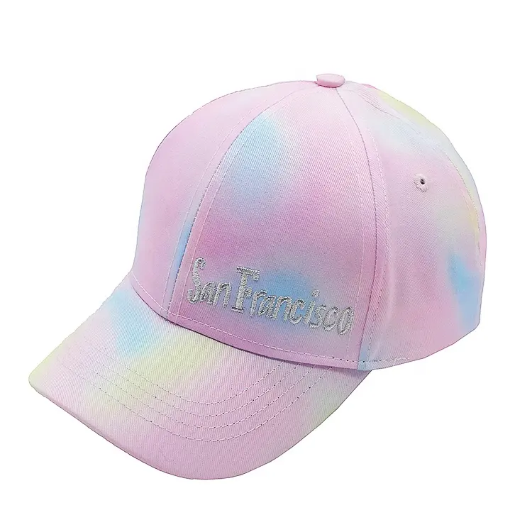 Disesuaikan tie dye toddle topi bisbol anak-anak topi matahari pink anak perempuan topi bordir logo 6 panel gorras olahraga luar ruangan