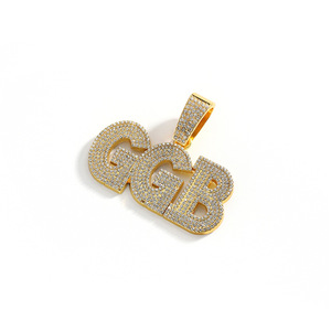 PD3028 Letras GGB Personalizable Bling Cursive Script Nombre Placa Colgantes Cadena <span class=keywords><strong>de</strong></span> eslabones Gargantilla Collar para bodas - Product Image 6