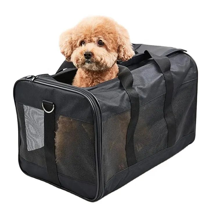 ペット航空会社承認ソフトサイドペットトラベルデザイナー犬と猫のためのショルダーストラップ付き犬のキャリアバッグ