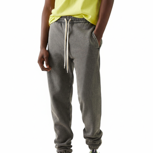 Pantalones de chándal lavados con ácido de peso pesado Vintage 100% algodón superventas personalizados pantalones de chándal de felpa francesa lisos de invierno - Product Image 1