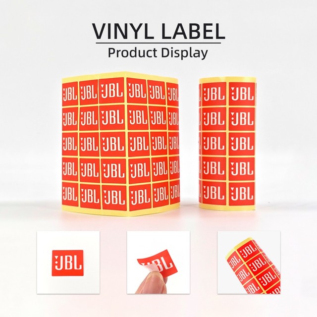 Custom Vinyl Logo Sticker Atomic-Crimson-Grip Custom Vinyl Logo Sticker for Headphones & Speaker Branding High-Tack-Adhesive