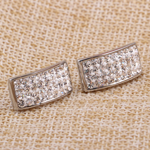 Pendientes Geométricos Rectangulares con Diamantes de 9 mm, Acero Inoxidable, Color Blanco, para Uso Diario - Product Image 3
