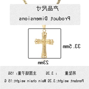 Yunnique – collier avec pendentif croix en acier inoxydable, chaîne dorée de 60cm, Design géométrique, bijoux cadeau - Product Image 2