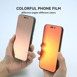 ฟิล์มกระจกนิรภัยกันรอยแบบไล่สีหลากสีสำหรับโทรศัพท์มือถือ iPhone 15 16 17 Pro Max ขายส่ง - Product Image 4