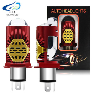 LELANPU Ampoules de phare à lentille de projecteur <span class=keywords><strong>LED</strong></span> pour voiture H11 H4 avec couvercle RGB en forme de 9005, contrôle par application AC/DC, pilote <span class=keywords><strong>stroboscopique</strong></span> pour mini-moto - Product Image 1