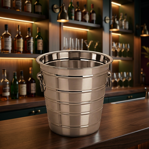 Cubo de Hielo de Acero Inoxidable con Asas, Enfriador de Vino Duradero, Cubo de Bebidas Reutilizable para Bar y Fiestas, Estilo Industrial, Sostenible - Product Image 3
