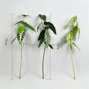 L-362 Hojas de <span class=keywords><strong>Begonia</strong></span> Artificiales al por Mayor, Hojas Verdes de Tallo Largo para Decoración de Arreglos Florales en Jarrones para Bodas y Hogar - Product Image 5