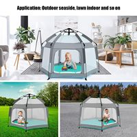 Parc de jeu pour bébé UPF50+ avec auvent, tente de plage hexagonale pour tout-petits, moustiquaire portable pour jardin, tente pop-up intérieure et extérieure pour bébé