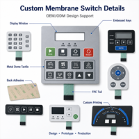Teclado de Membrana Personalizado Directo de Fábrica, IP67 Impermeable, con Retroiluminación y Superposición Gráfica para Panel de Equipos de Control Industrial