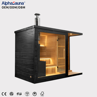 Sauna Sec Extérieur en Bois, Combiné Douche, avec Système de Contrôle et Douche Externe