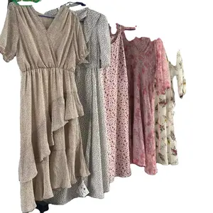 Roupas usadas misturadas de verão da China Roupas usadas de chiffon de seda da moda de segunda mão para mulheres Vestidos longos