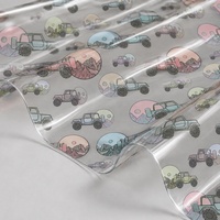 Tissu vinyle transparent personnalisé à motif dessin animé, tissu vinyle imprimé, tissu PVC transparent pour sacs, artisanat, couture, patchwork, sans MOQ