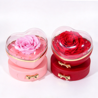 Kotak Hadiah Perhiasan Mawar Awet Bentuk Hati, Kemasan Bunga Abadi untuk Hari Valentine, Hari Ibu, Ulang Tahun