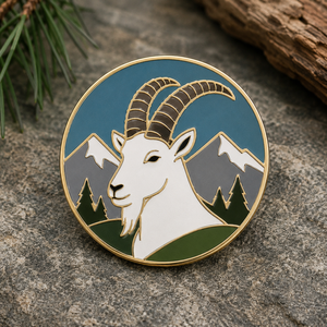 En gros, Épinglette en émail personnalisée de haute qualité avec motif chèvre alpine, Badge souvenir de la nature sauvage, Épinglette de revers en métal pour la mode outdoor - Product Image 2