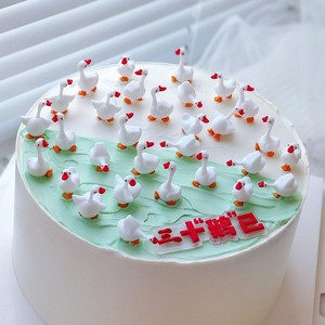 3D Mini Goose Cake Toppers Thirty Geese Standing Birthday Decoration Handmade Round Cake Decor - Product Image 3