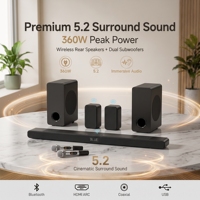 Système Home Cinéma Karaoké 5.1 sans fil haute puissance 2026 avec caisson de basses en bois et son surround pour TV, compatible Bluetooth 5.0