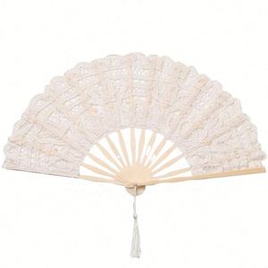 Abanicos Plegables de Encaje Coloridos de Alta Calidad de 27 cm de Largo con Borla para Recuerdos de Boda y Eventos - Product Image 5