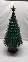 Ensemble de 3 miniatures d'arbres de Noël en métal de haute qualité, arbres coniques galvanisés sur base en bois, sans lumières, décoration intérieure