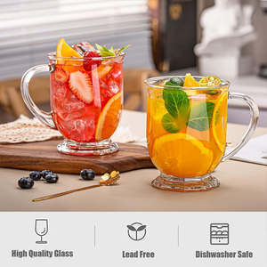 Surdimensionné 480/640ml INS <span class=keywords><strong>Gulu</strong></span> grande bouche tasse Style coréen anti-dérapant large Base verre café thé bière tasses avec poignée - Product Image 3