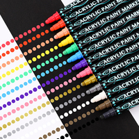 24 couleurs brillantes peinture acrylique imperméable à l'eau stylo marqueur permanent jeu fin pour dessin plastique-24 couleurs brillantes recharge d'encre