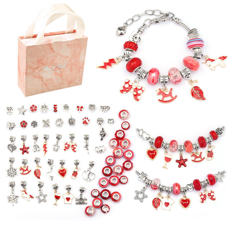 Beaded Bracelet Gift Set - Red Set