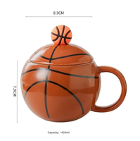 Tasse à café de basketball 420 ml - Résistante aux hautes températures, compatible micro-ondes, souvenir sportif avec couvercle et poignée pour garçons, cadeau en céramique