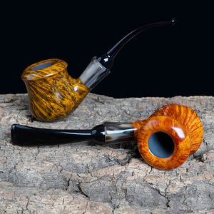 Muxiang Briar Wood Smoking Pipe Bent Type 3mm Smoke Channel Tobacco Pipe Gift - Product Image 3