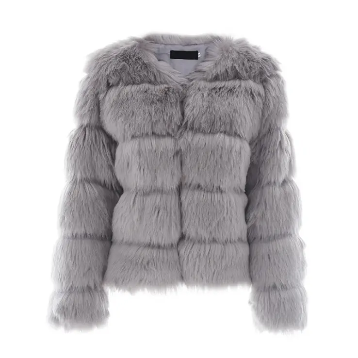 2022 Animal Fur Crop Jacket New Top Sale Silver faux Fox Fur Coat Outwear faux fur outwear