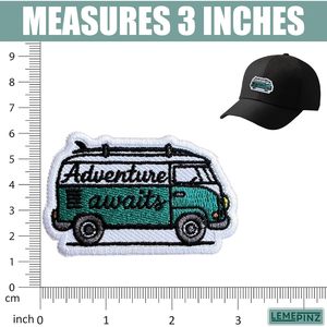 Custom Campervan Embroidery <b>Patch</b> 3 Inches Iron <b>On</b> <b>Sew</b> <b>On</b> Travel Applique <b>Patch</b> Adventure Awaits Design - Product Image 3