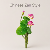 Lot de fleurs artificielles de lotus en soie, style zen chinois, 26 cm, réalistes, 2 fleurs + 1 bourgeon, pour la décoration de la maison, de la table et du salon de thé, vente en gros