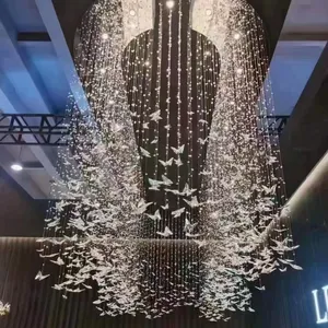 ECOJAS Modern Style Hanging Lighting Luxury Chandelier Wedding Pendant Light Ceiling LED Crystal Butterfly Chandelier 80 PJL-004