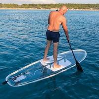 Planche de Stand Up Paddle (SUP) transparente en PC à prix d'usine, légère, avec éclairage LED coloré