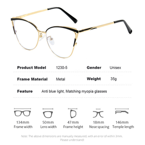 Elegante cornice Cat Eye per occhiali stile Business Anti luce blu moda farfalla di alta qualità in metallo occhiali da vista da donna - Product Image 2