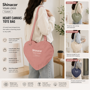 Custom Logo Heart Shaped <strong>Womens</strong> Casual Shoulder <strong>Canvas</strong> Cotton <strong>Tote</strong> Shopping <strong>Bag</strong> Factory Direct - Product Image 1