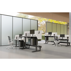Bureau de travail électrique à hauteur réglable, design moderne modulaire convertible, en métal, bureau debout motorisé intelligent, écran - Product Image 1