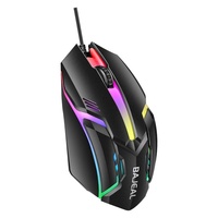 BAJEAL D3 Ratón para Juegos con Cable USB RGB LED con Sensor Óptico, Diseño Ergonómico de 3 Botones para Portátil/Escritorio, 12 Meses de Garantía