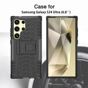 360 Degree Kickstand Mobile Phone Case For Samsung S24 Ultra Rugged Surface Protective Phone Cover