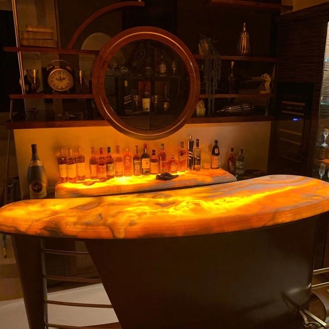 Beautiful Translucent Honey Onyx Bar Countertop Slab Natural Yellow Onyx Stone for Luxury Interior Decoration