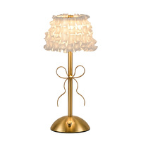 Lámpara de Mesa de Estilo Nórdico Moderno, Ligera y de Lujo, con Lazo, para Decoración de Dormitorio o Sala de Estar, Centro de Mesa Femenino