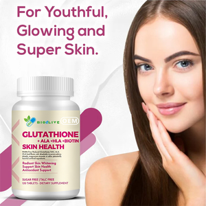 ยาเม็ดกลูต้าไธโอนเพื่อผิวขาวกระจ่างใส สูตรเฉพาะสำหรับ OEM แบรนด์ส่วนตัว ผสม ALA HLA ไบโอติน 120 เม็ด เพื่อผิวเปล่งปลั่ง ป้องกันอนุมูลอิสระ - Product Image 2