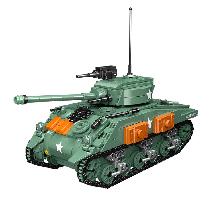 740 шт. M4 Sherman, набор моделей танка, 1/32 весы, пластиковые строительные игрушки, детский армейский набор строительных блоков, тигровый танк, набор мини-кирпичей