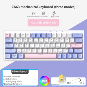 2.4G Không Dây Ba Chế Độ 64-Key Chuyển Đổi Tùy Chỉnh Keycap Mini Trò Chơi Thời Trang RGB Backlit Chơi Game Quang Học Bàn Phím Cơ Khí - Product Image 3