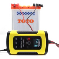 Chargeur de batterie intelligent FOXSUR 12V 5A pour moto et voiture, avec fonction de réparation par impulsions et écran LCD