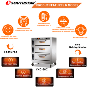 Four <span class=keywords><strong>à</strong></span> sole électrique Southstar 380V <span class=keywords><strong>à</strong></span> 3 niveaux avec vapeur et <span class=keywords><strong>pierre</strong></span> <span class=keywords><strong>réfractaire</strong></span> pour la cuisson de pizzas, maïs et fruits - Prix compétitif - Product Image 5