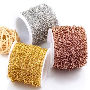Fournitures de fabrication de bijoux simples et basiques en gros gratuites, bracelet en acier inoxydable plaqué or, chaîne de collier en rouleau - Product Image 1